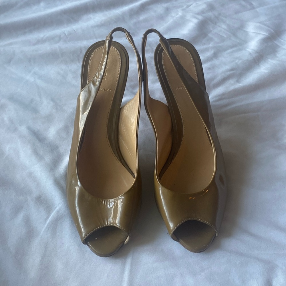 Fendi peep toe sling back heels